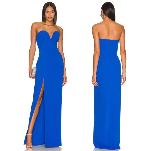 Amanda Uprichard x REVOLVE Cherri Gown in Cobalt Royal Blue Strapless Maxi Dress - Picture 1 of 2